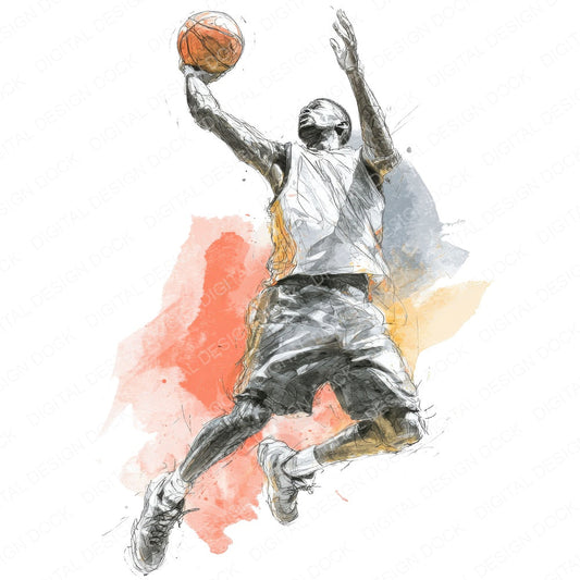 Basketball Jump Shot fussy cut sheet in A4 format showing all 12 designs on one printable page