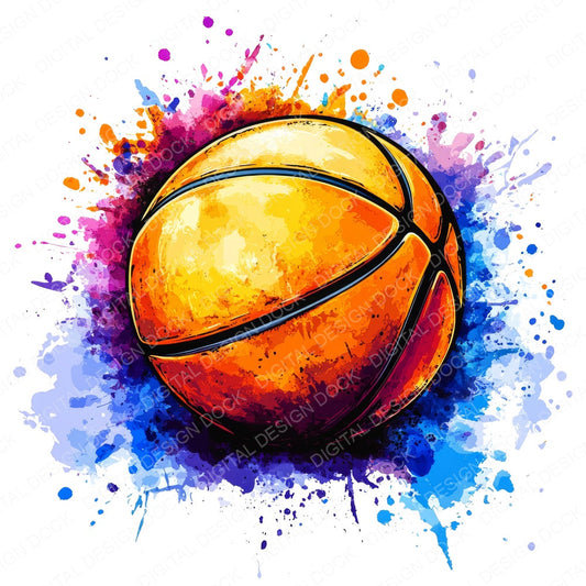 Basketball Splash fussy cut sheet in A4 format showing all 12 designs on one printable page