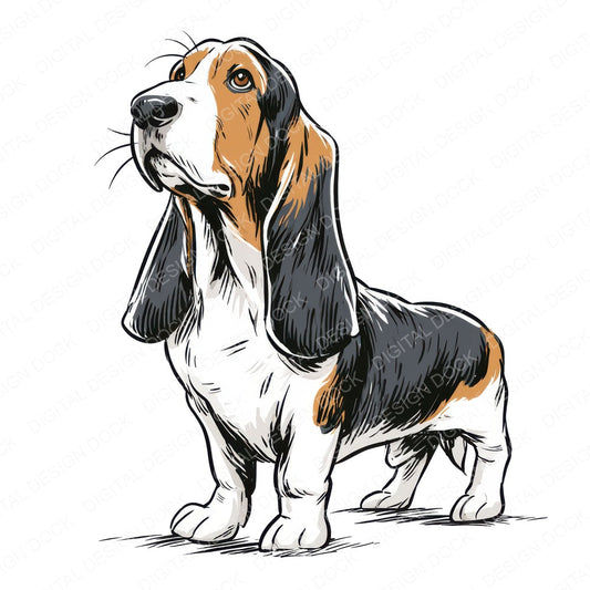 Another Basset Hound Watercolour Dog clipart design shown full size