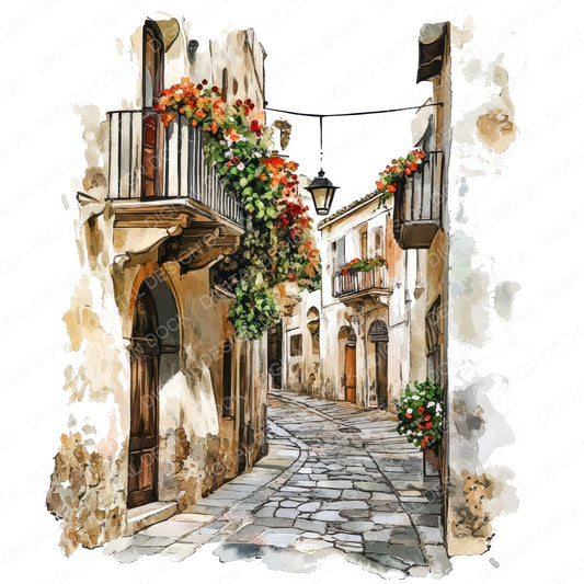 Beautiful Amalfi Street fussy cut sheet in A4 format showing all 12 designs on one printable page