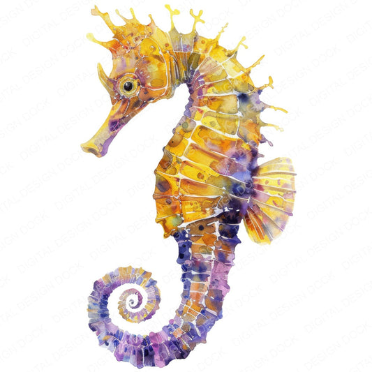 Beautiful Seahorse fussy cut sheet in A4 format showing all 12 designs on one printable page