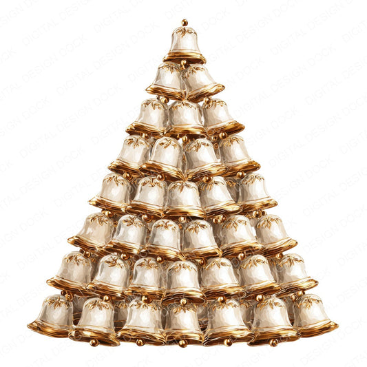 Bell Christmas Tree fussy cut sheet in A4 format showing all 12 designs on one printable page