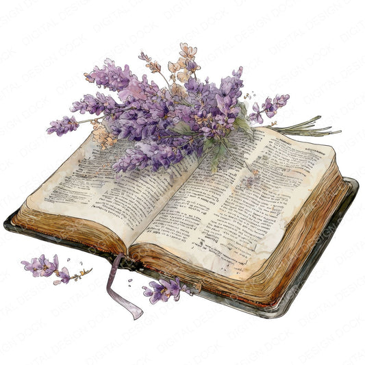 Bible Lavender fussy cut sheet in A4 format showing all 12 designs on one printable page