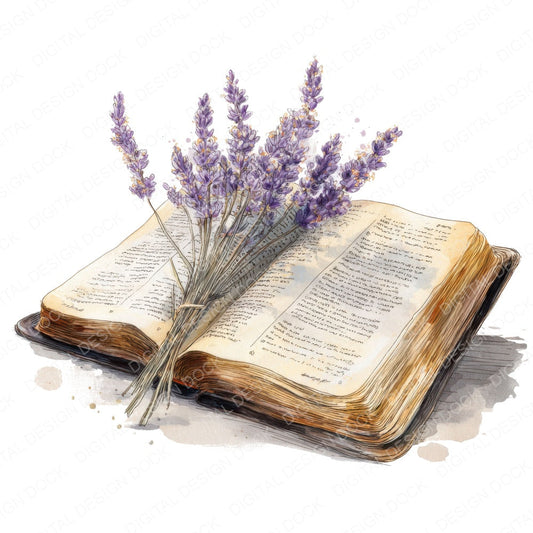 Bible Lavender fussy cut sheet in US Letter format showing all 12 designs on one printable page