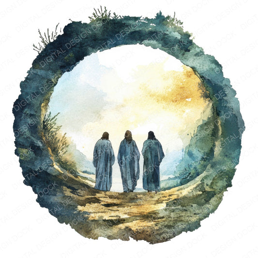 Biblical Scene Round fussy cut sheet in US Letter format showing all 12 designs on one printable page