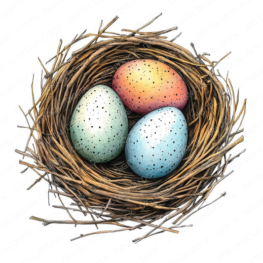 Bird Nest fussy cut sheet in A4 format showing all 12 designs on one printable page