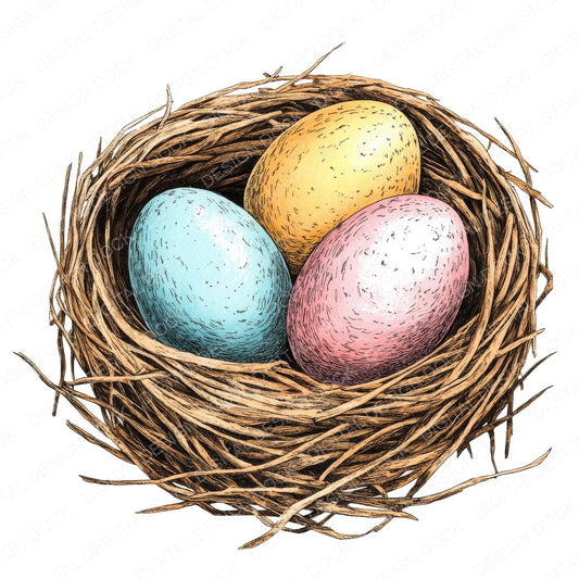 Bird Nest fussy cut sheet in US Letter format showing all 12 designs on one printable page