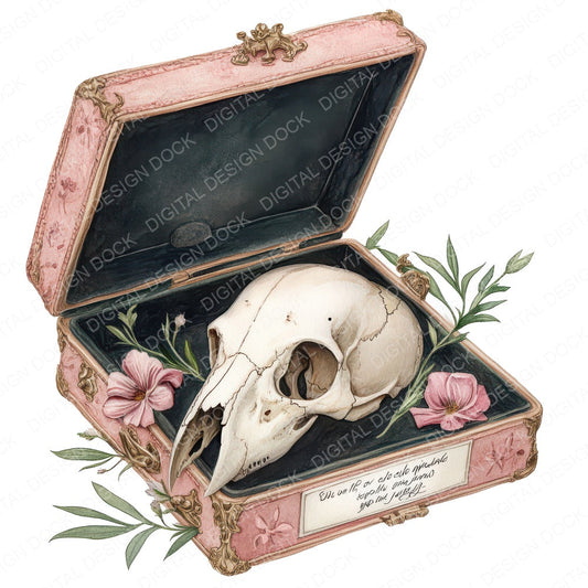 Bird Skull with Label in Case fussy cut sheet in A4 format showing all 12 designs on one printable page
