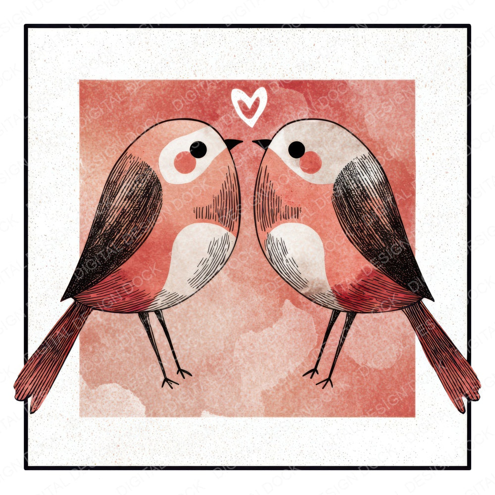 Birds Love Square Badge fussy cut sheet in A4 format showing all 12 designs on one printable page