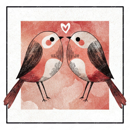 Birds Love Square Badge Clipart Set (DDD008289)