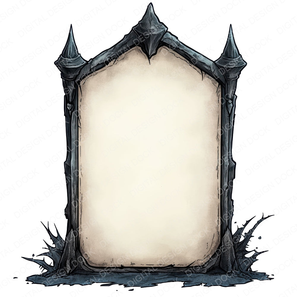 Blank Gothic Headstone fussy cut sheet in A4 format showing all 12 designs on one printable page