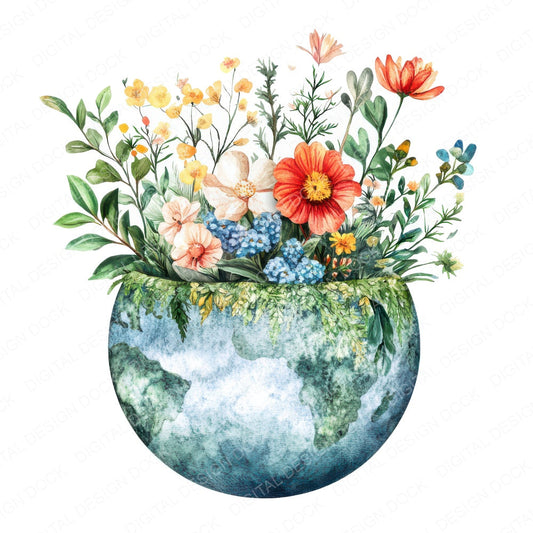 Blooming Earth Split Globe fussy cut sheet in A4 format showing all 12 designs on one printable page