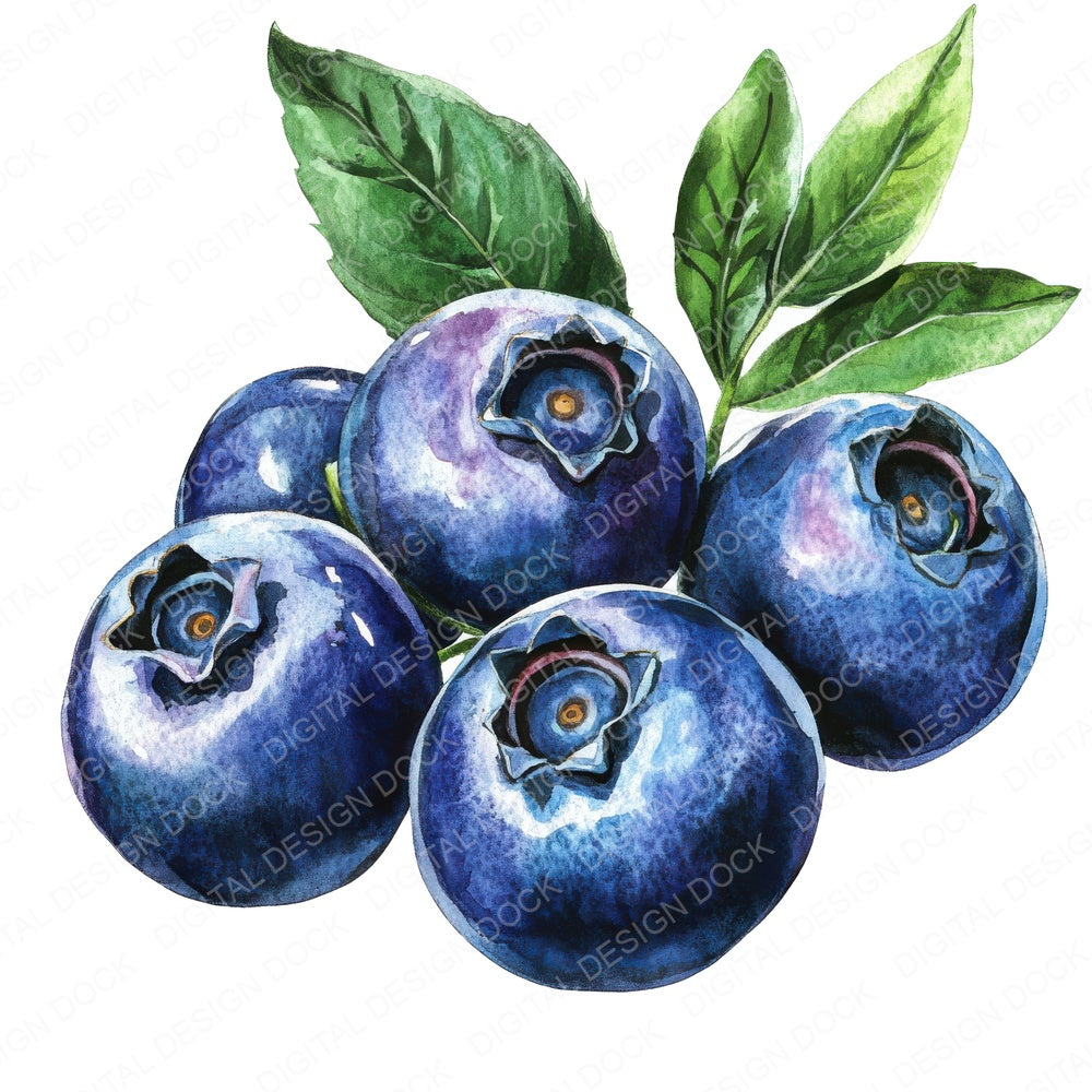 Blueberries fussy cut sheet in A4 format showing all 12 designs on one printable page