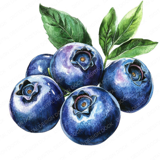 Blueberries fussy cut sheet in A4 format showing all 12 designs on one printable page