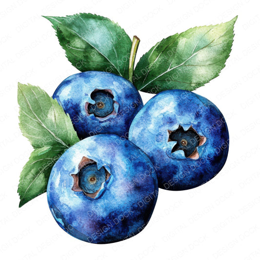 Blueberries fussy cut sheet in US Letter format showing all 12 designs on one printable page