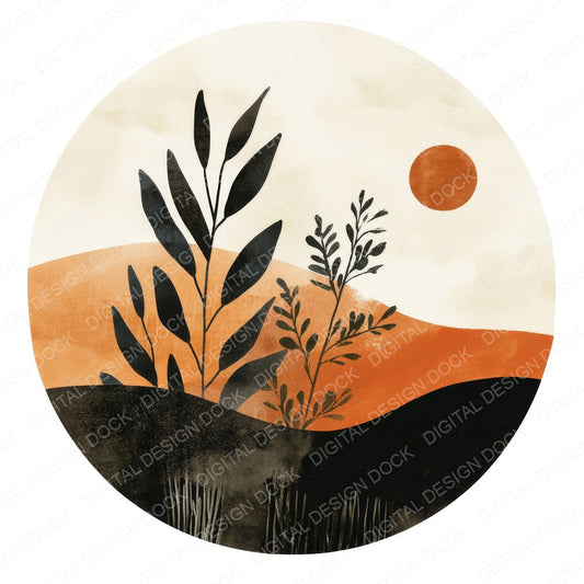 Boho Botanical Design fussy cut sheet in A4 format showing all 12 designs on one printable page