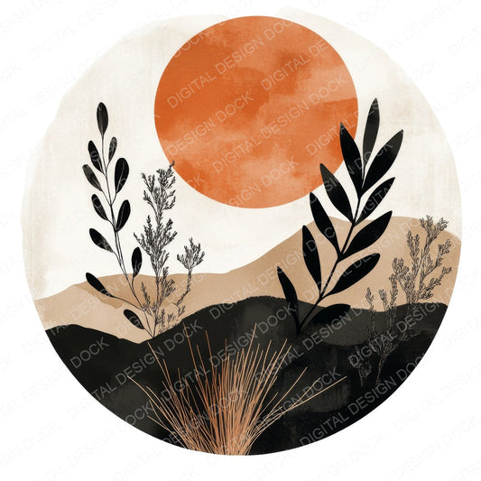 Boho Botanical Design fussy cut sheet in US Letter format showing all 12 designs on one printable page