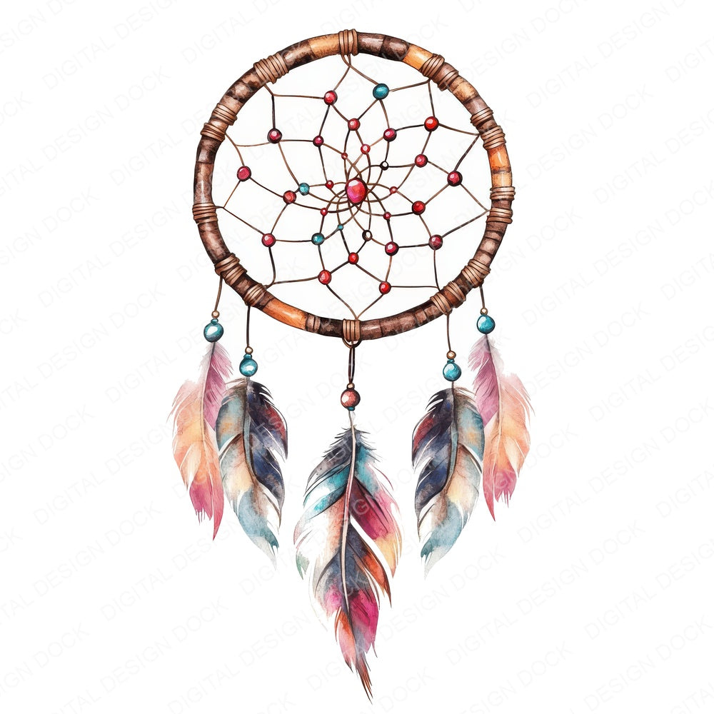 Boho Dreamcatcher fussy cut sheet in A4 format showing all 12 designs on one printable page