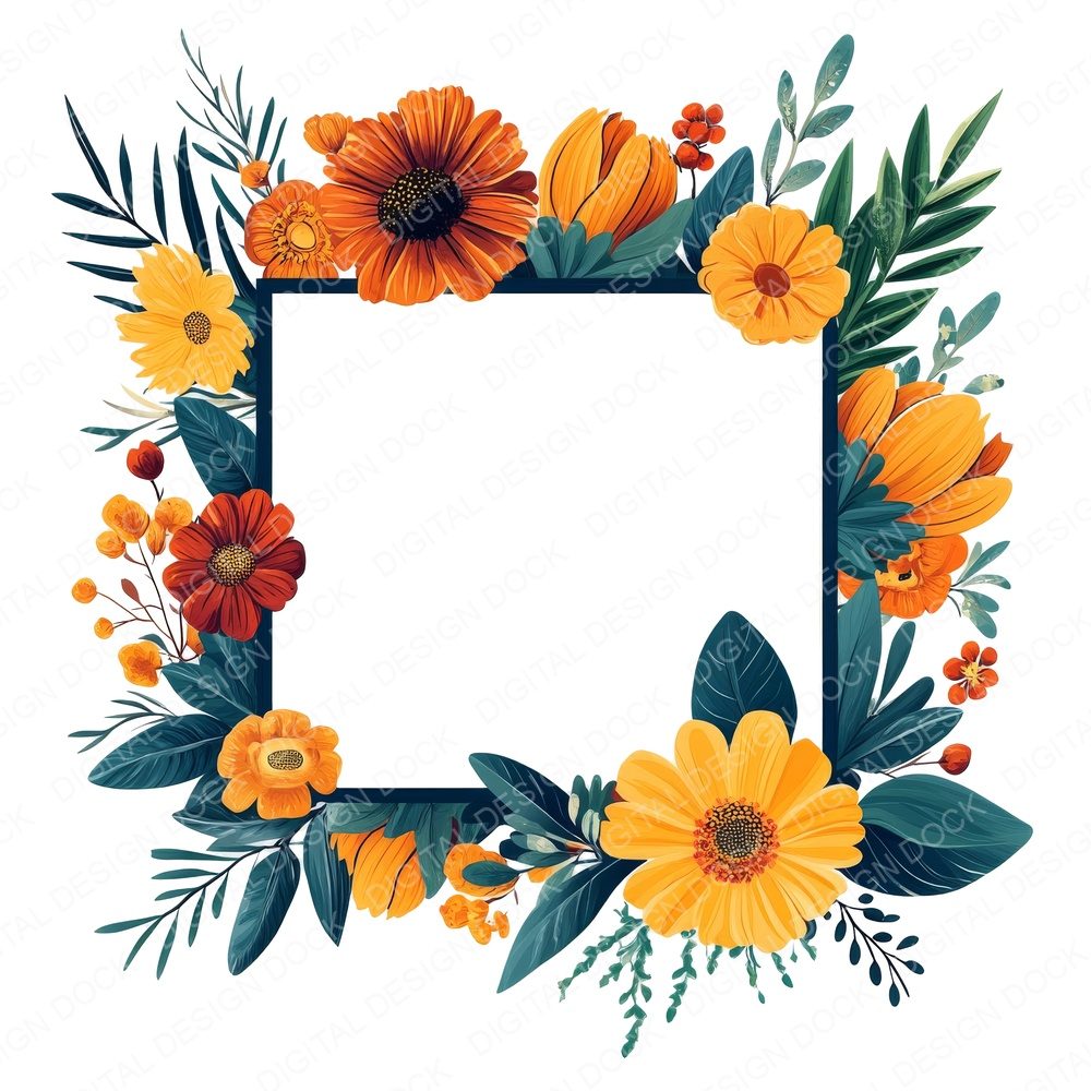 Boho Floral Blank Sign Clipart Set (DDD004723)