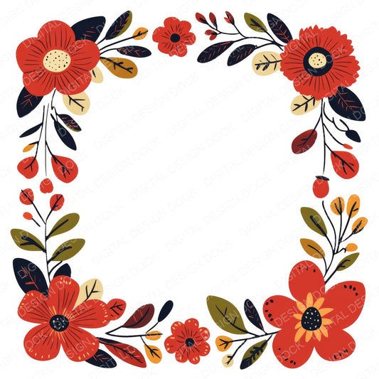 Boho Floral Border fussy cut sheet in A4 format showing all 12 designs on one printable page