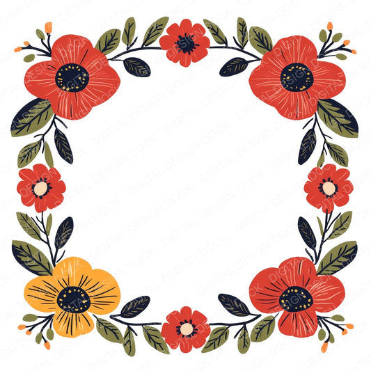 Boho Floral Border fussy cut sheet in US Letter format showing all 12 designs on one printable page