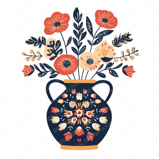 Boho Floral Vase Clipart Set (DDD004730)