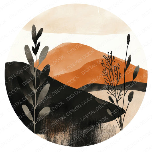 Boho Landscape Design fussy cut sheet in A4 format showing all 12 designs on one printable page