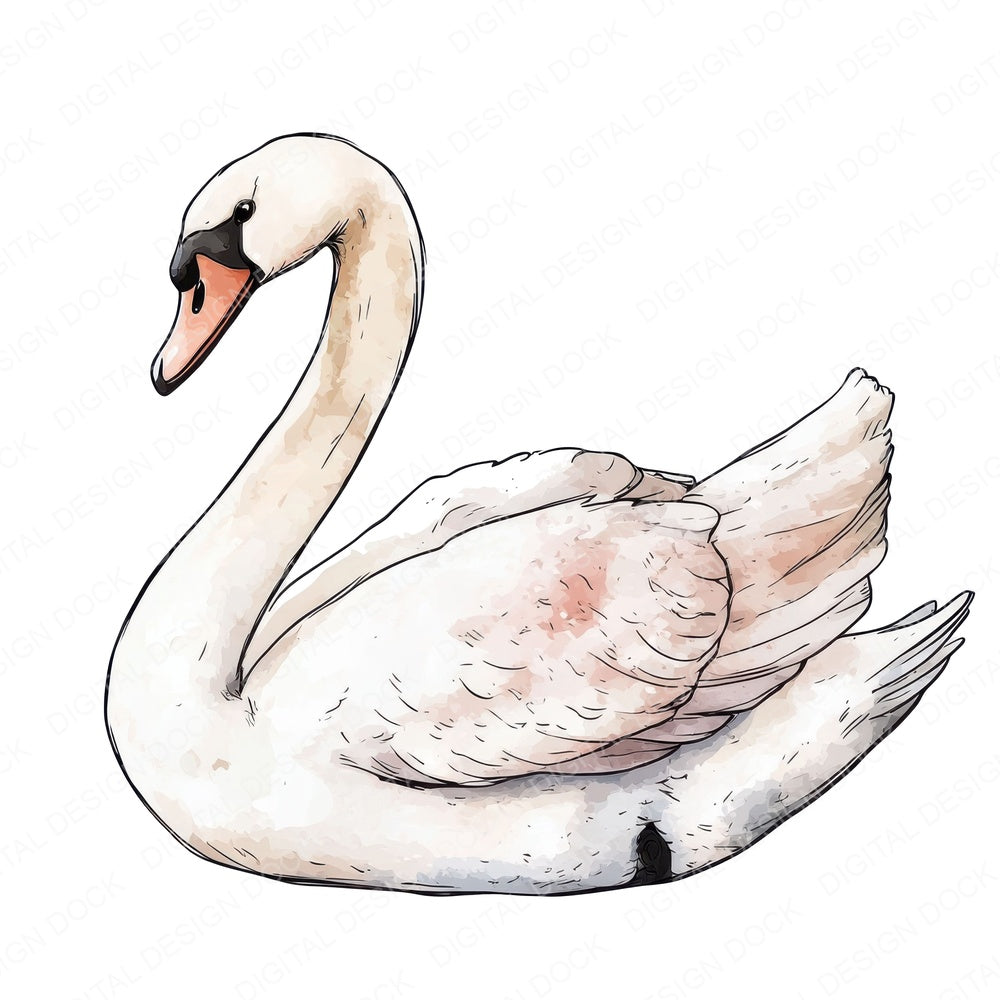Boho Swan fussy cut sheet in US Letter format showing all 12 designs on one printable page