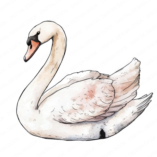 Boho Swan fussy cut sheet in US Letter format showing all 12 designs on one printable page