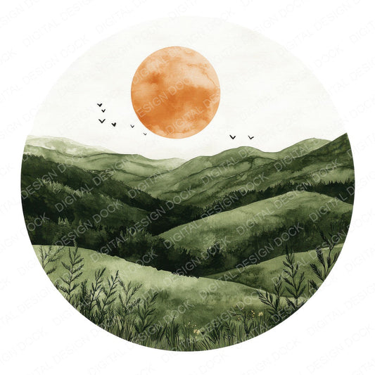 Boho Watercolour Landscape Clipart Set (DDD004739)