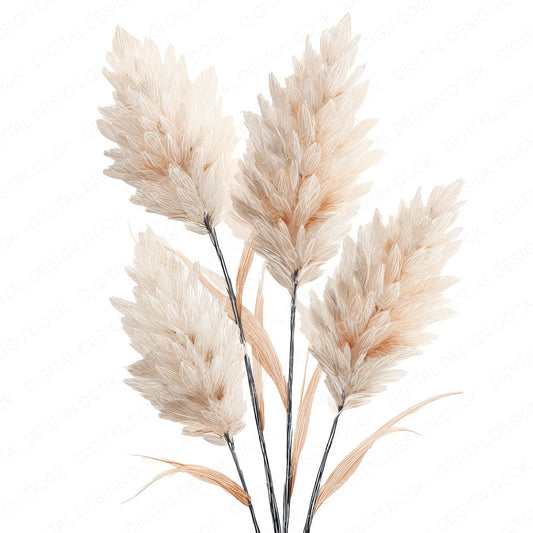 Boho Wheat Pampas Stalks fussy cut sheet in A4 format showing all 12 designs on one printable page