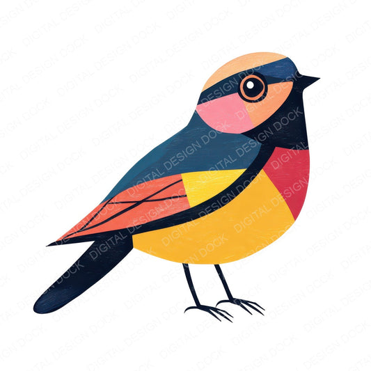 Bold Colour Bird fussy cut sheet in A4 format showing all 12 designs on one printable page