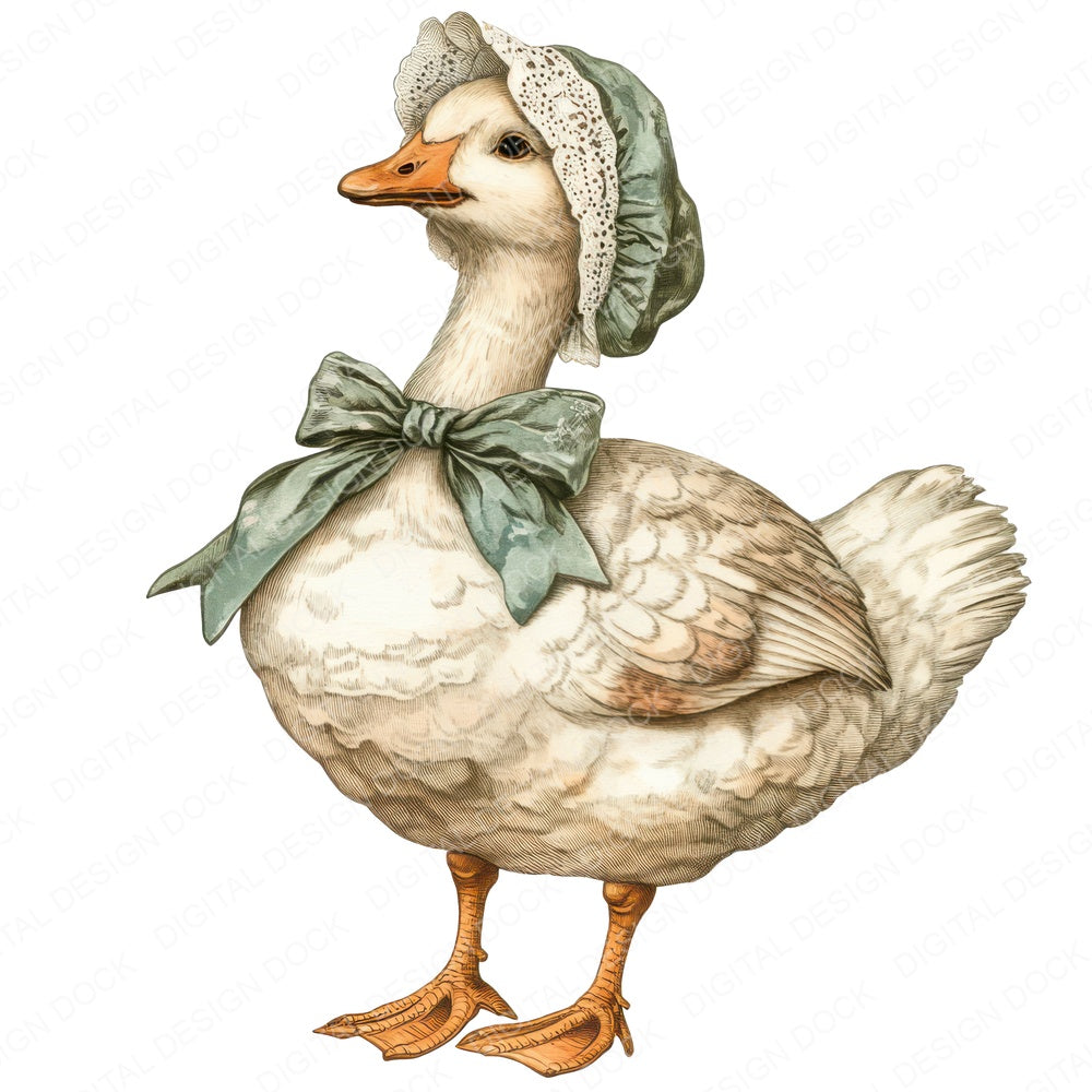 Bonnet Goose with Bow fussy cut sheet in A4 format showing all 12 designs on one printable page