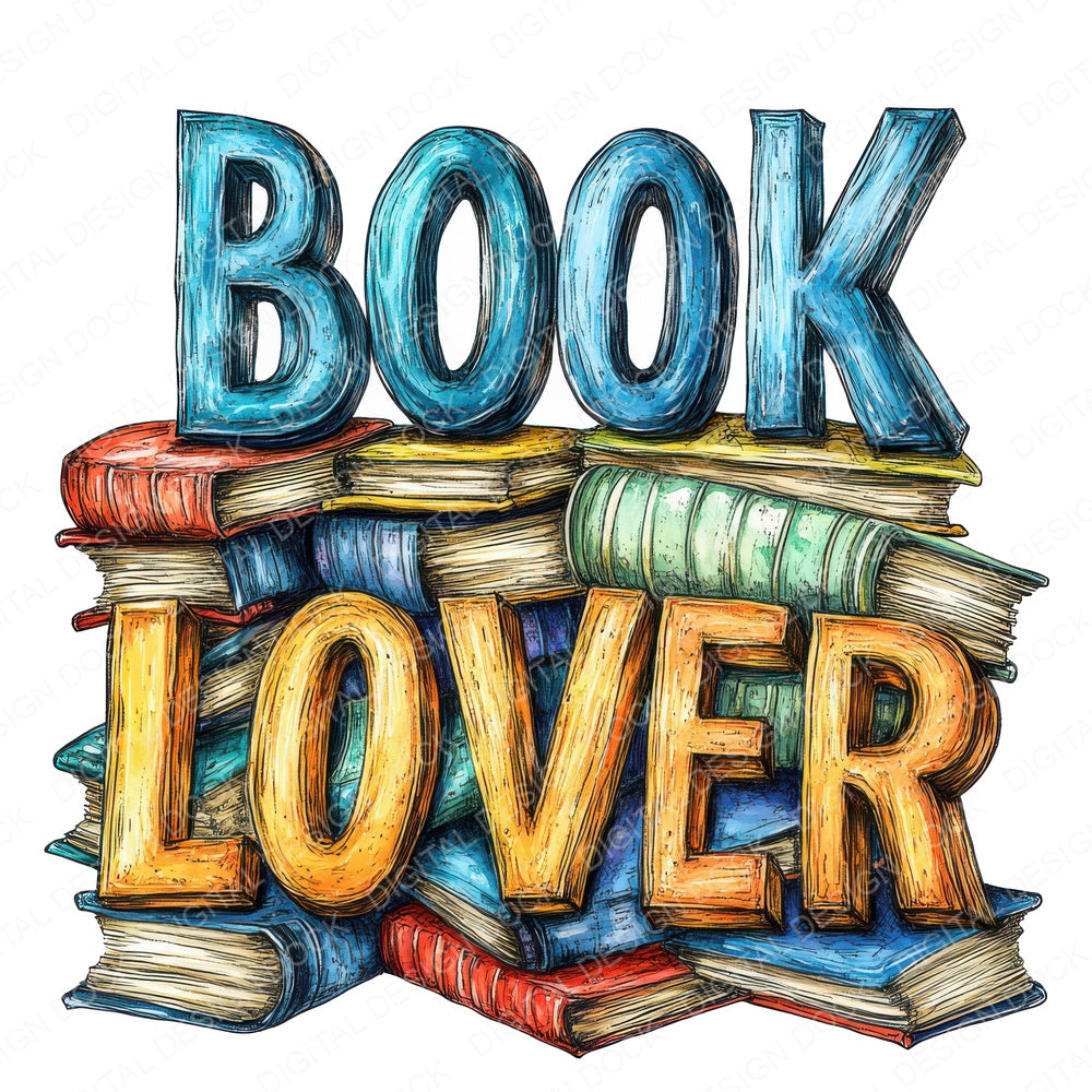 Book Lover fussy cut sheet in A4 format showing all 12 designs on one printable page
