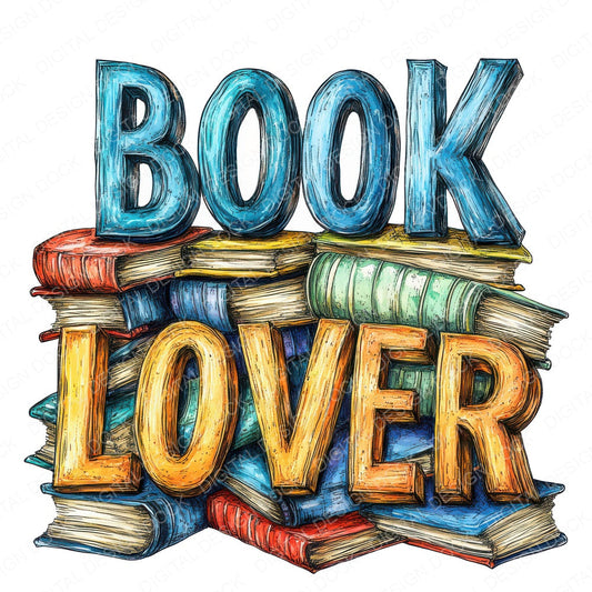 Book Lover fussy cut sheet in A4 format showing all 12 designs on one printable page