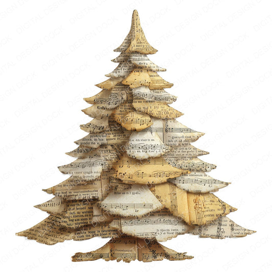 Book Page Christmas Tree fussy cut sheet in A4 format showing all 12 designs on one printable page