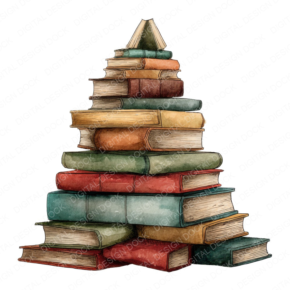 Book Stack Christmas Tree Clipart Set (DDD004753)