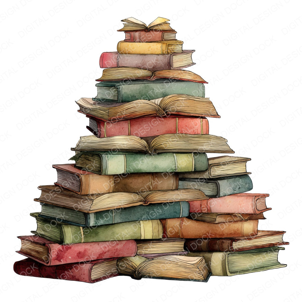 Book Stack Christmas Tree Fussy Cut Sheets (DDD009132)