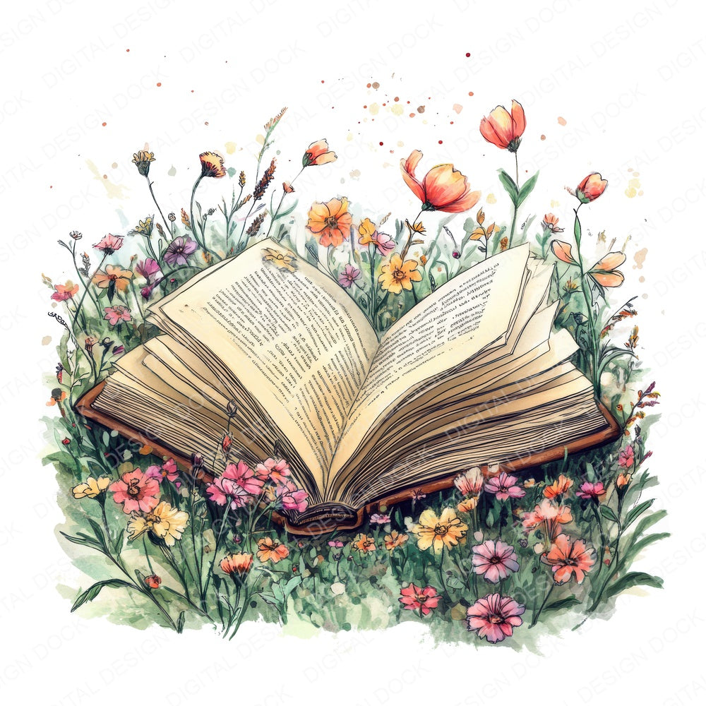 Book in Wildflower Field fussy cut sheet in A4 format showing all 12 designs on one printable page