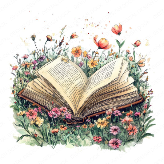 Book in Wildflower Field fussy cut sheet in A4 format showing all 12 designs on one printable page