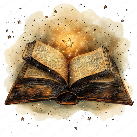 Book with Stars fussy cut sheet in A4 format showing all 12 designs on one printable page