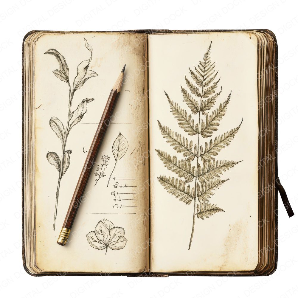 Botanical Field Notebook Clipart Set (DDD004761)