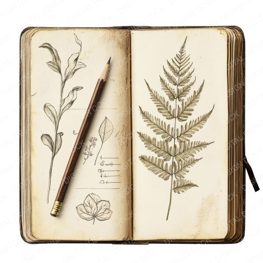 Botanical Field Notebook Clipart Set (DDD004761)