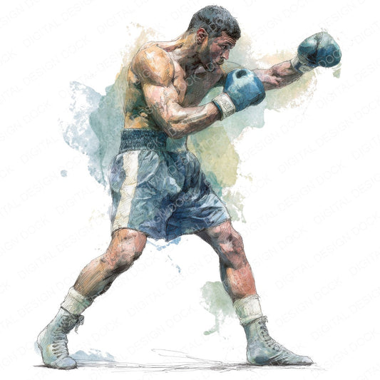 Boxer Punch fussy cut sheet in US Letter format showing all 12 designs on one printable page