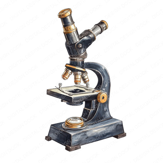 Brass Vintage Microscope fussy cut sheet in US Letter format showing all 12 designs on one printable page