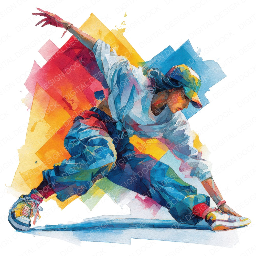 Breakdance Power Pose fussy cut sheet in A4 format showing all 12 designs on one printable page