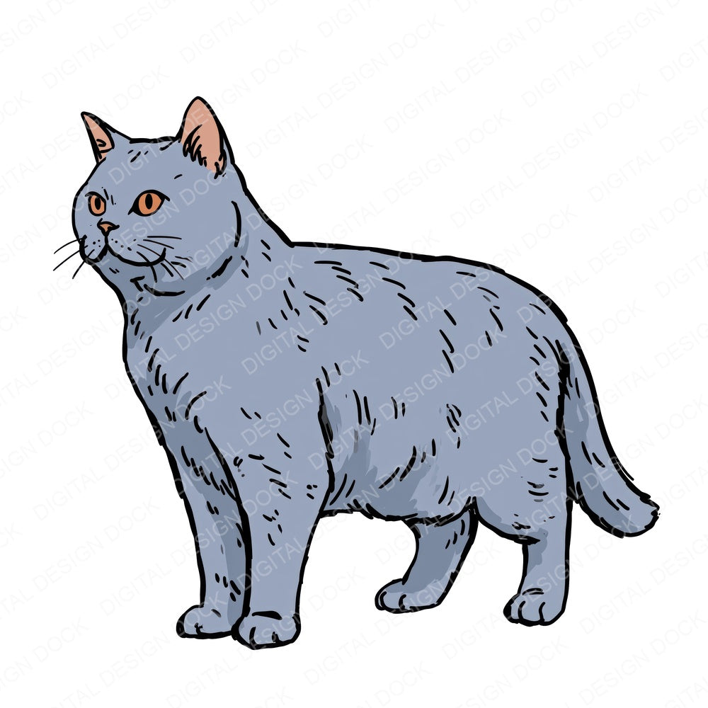 Another British Shorthair Watercolour Cat clipart design shown full size