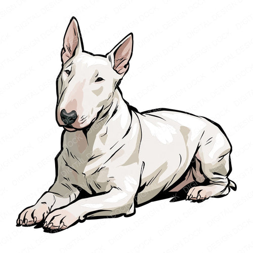Single Bull Terrier Watercolour Dog clipart design shown full size