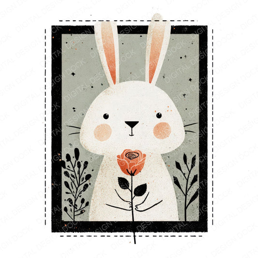 Bunny Rose Square Badge Clipart Set (DDD008290)