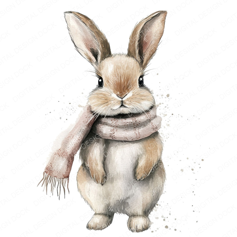 Bunny with Scarf fussy cut sheet in A4 format showing all 12 designs on one printable page
